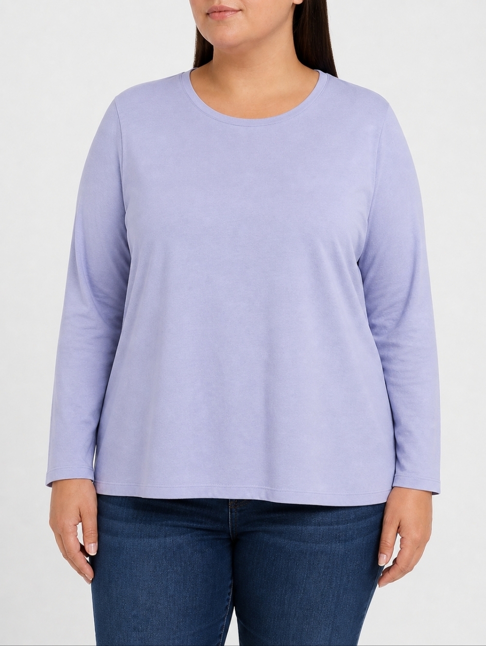 Eileen Fisher Organic Cotton Long Sleeve Tee Lavender 3X Minimalist